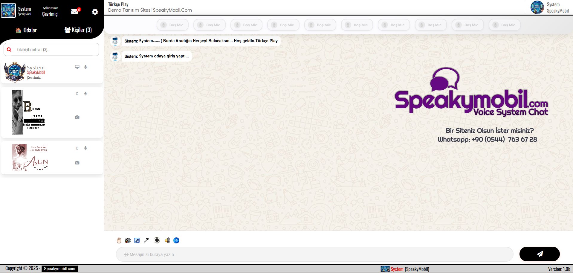 Sesli Chat Sohbet Odası – RüyaMedya Panel Demo