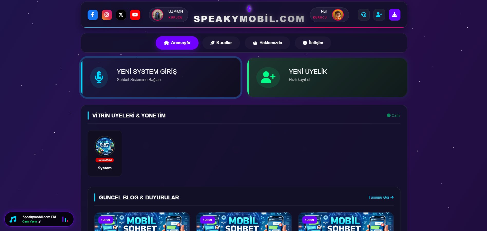 Sesli Chat Portal Ana Sayfası – SpeakyMobil